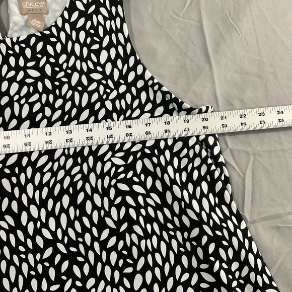 Chico's Dress Womens 1 Black White 'Pretty Petal Ellie' Tiered Midi Stretch Work - Picture 7 of 14